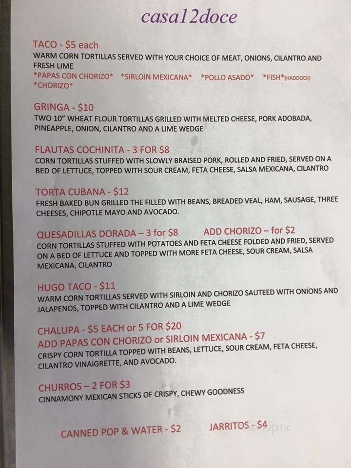 Casa12doce - Sherwood Park, AB menu_pic