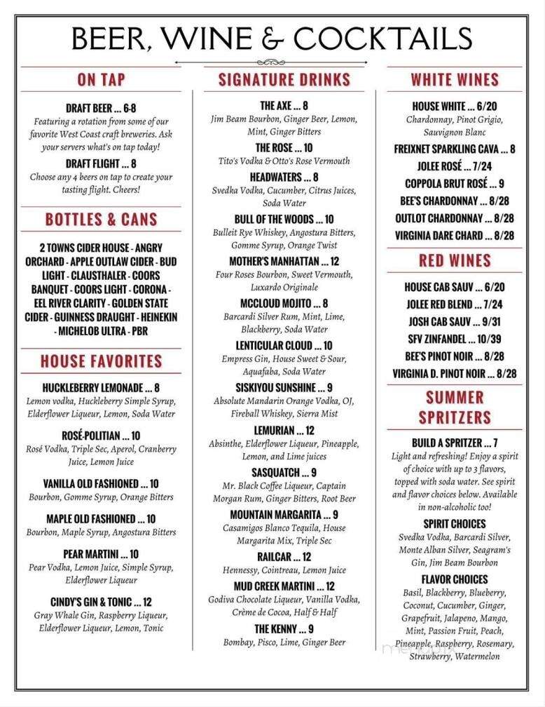 Axe & Rose Public House - McCloud, CA menu_pic