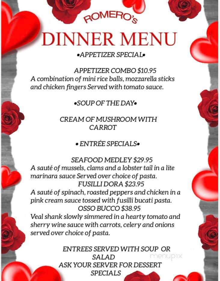 Romero's Tuscany By The Sea Italian Restaurant - Flagler Beach, FL menu_pic