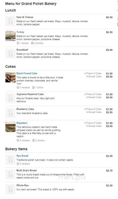 Grand Bakery - Lawrenceville, GA menu_pic