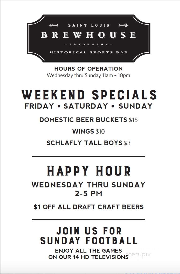 Brewhouse Historical Sports Bar - Saint Louis, MO menu_pic