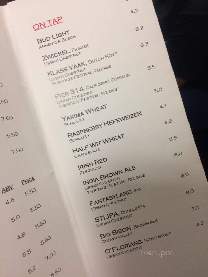 Brewhouse Historical Sports Bar - Saint Louis, MO menu_pic
