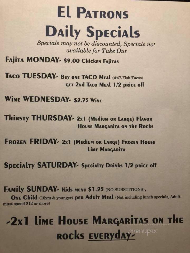 El Patron Mexican Grille - Navarre, FL menu_pic
