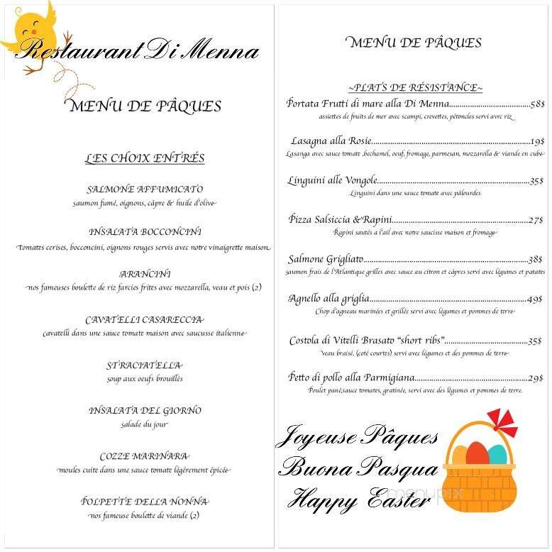 Restaurant Di Menna - Montreal, QC menu_pic