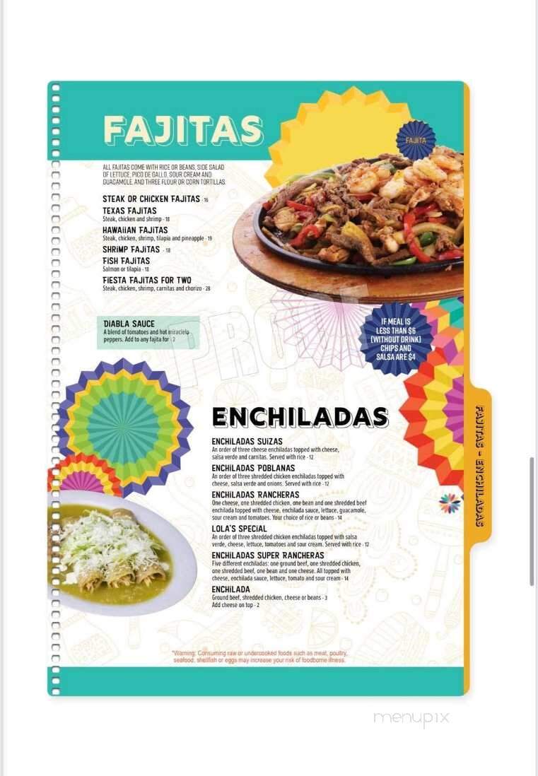 La Fiesta Mexican Restaurant - Morton, IL menu_pic