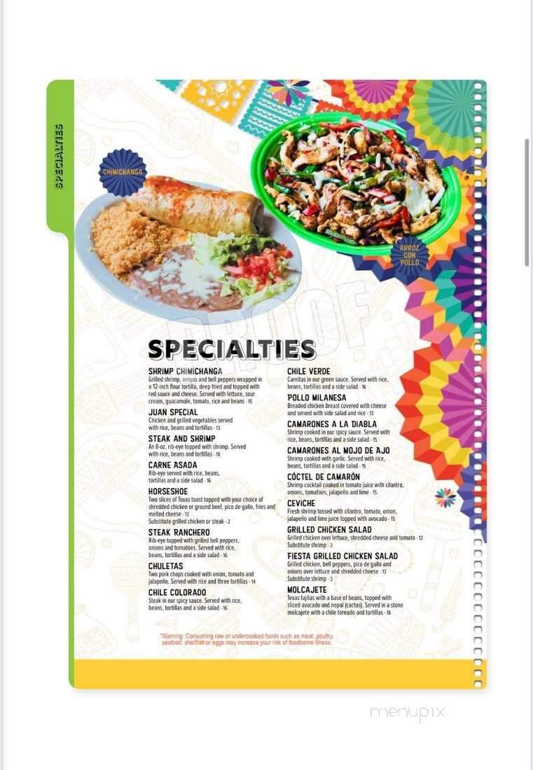 La Fiesta Mexican Restaurant - Morton, IL menu_pic