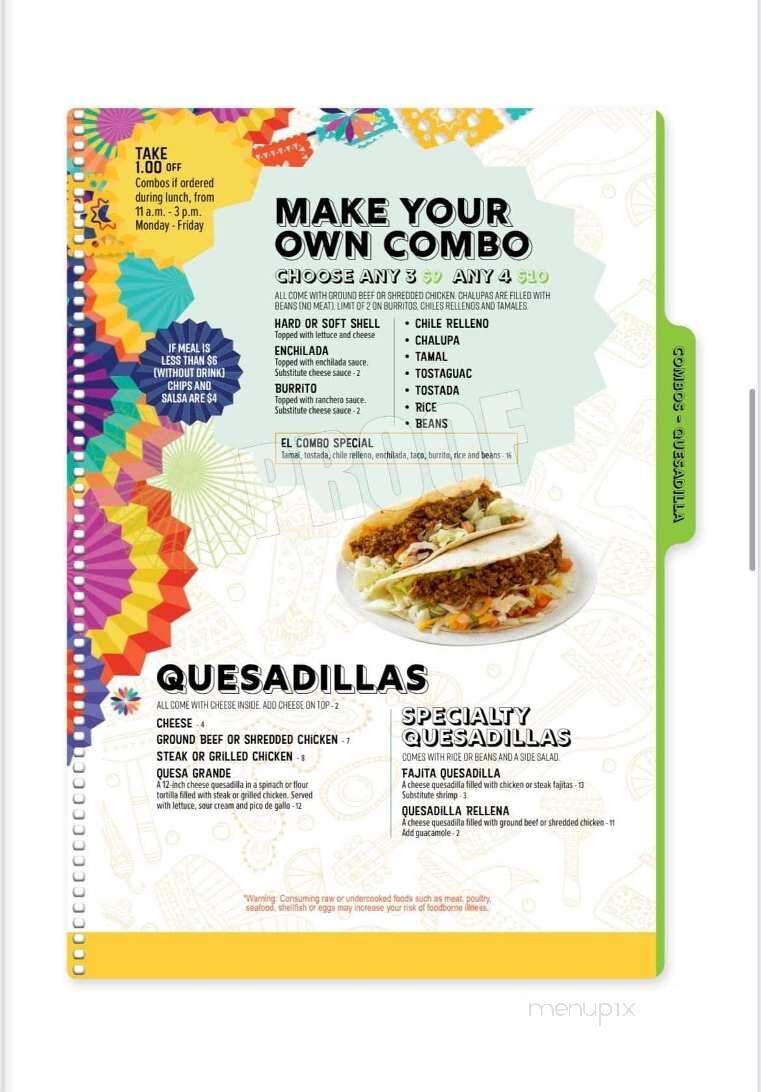 La Fiesta Mexican Restaurant - Morton, IL menu_pic