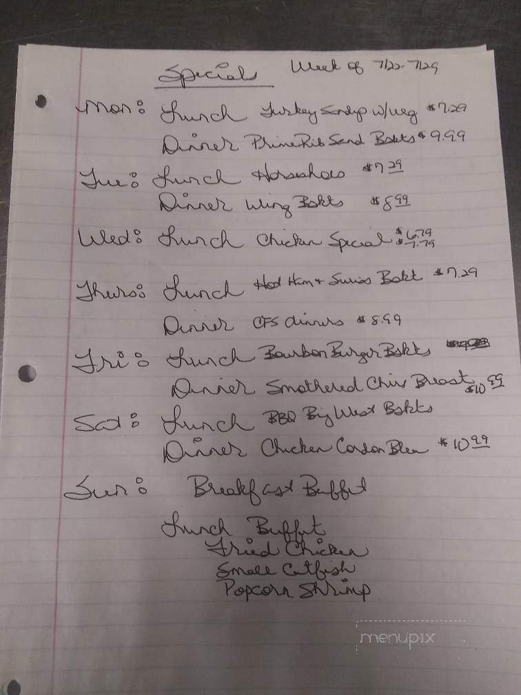 Town & Country Restaurant - Aledo, IL menu_pic