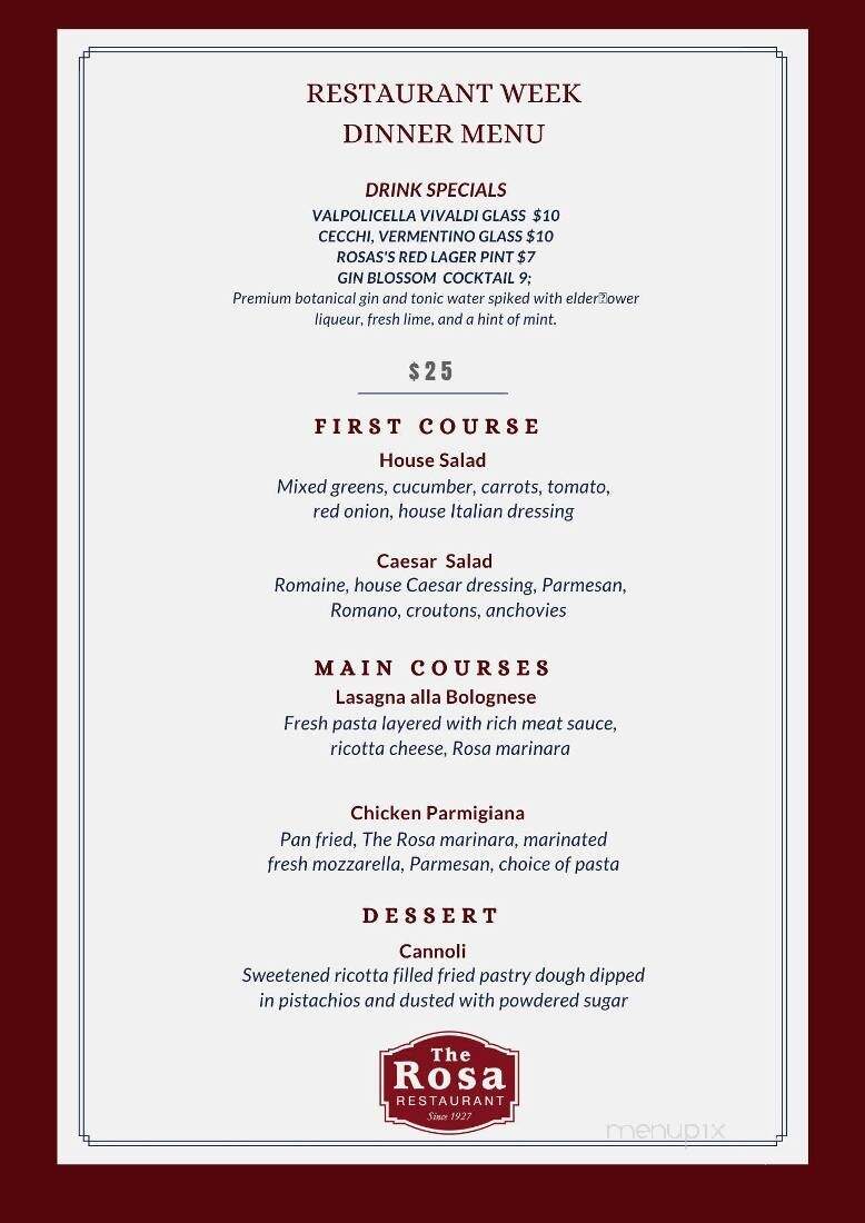 Rosa's Restaurant - Portsmouth, NH menu_pic