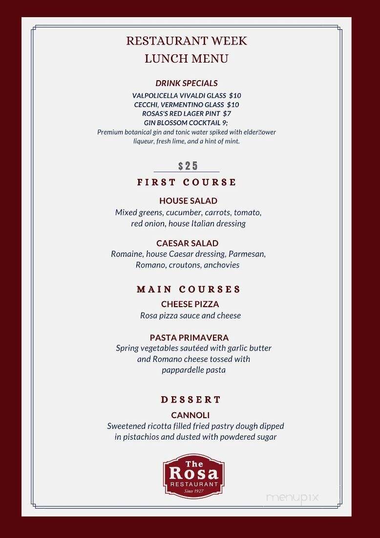 Rosa's Restaurant - Portsmouth, NH menu_pic
