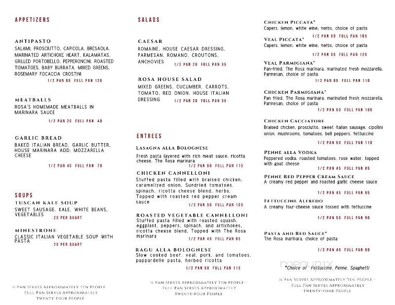 Rosa's Restaurant - Portsmouth, NH menu_pic