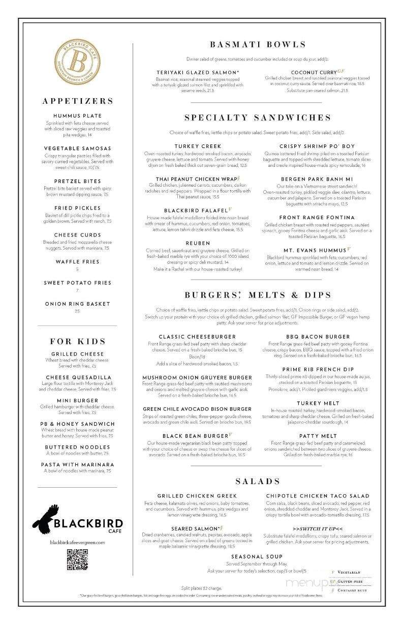 Blackbird Cafe & Tavern - Evergreen, CO menu_pic