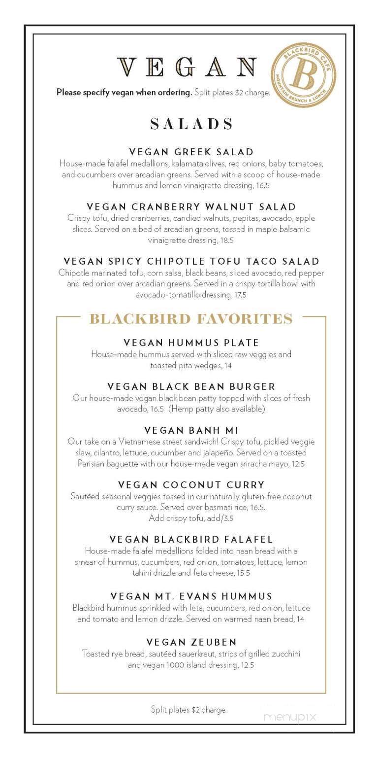Blackbird Cafe & Tavern - Evergreen, CO menu_pic