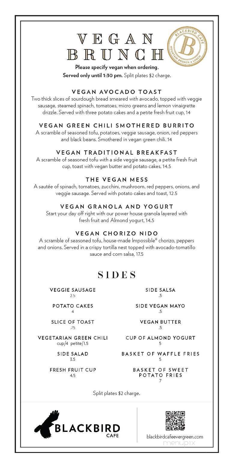 Blackbird Cafe & Tavern - Evergreen, CO menu_pic