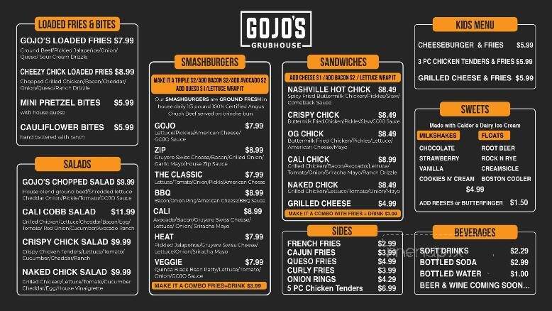 Gojo's Grubhouse - Flat Rock, MI menu_pic