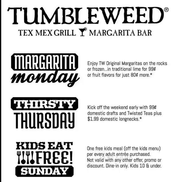 Tumbleweed Southwest Grill - Newark, OH menu_pic