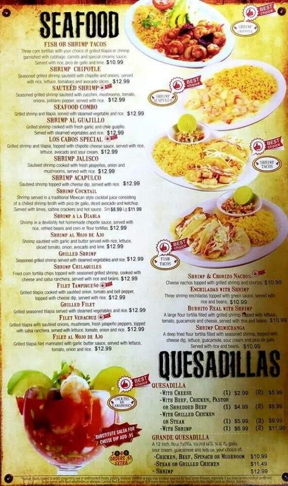 Cocina Real - Lawrenceburg, TN menu_pic