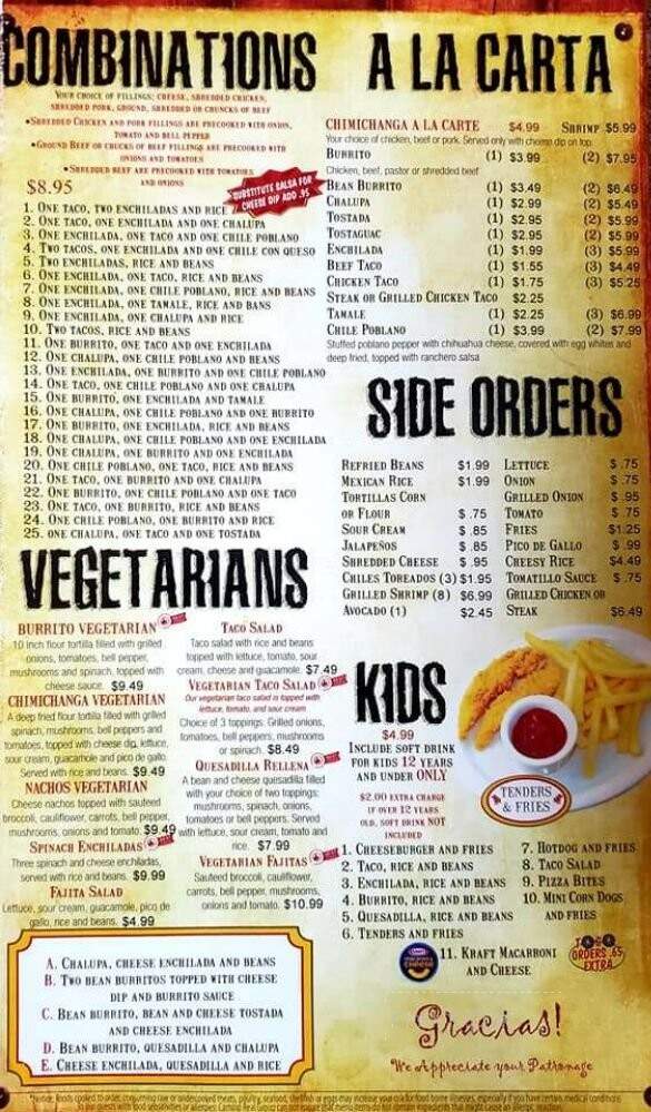 Cocina Real - Lawrenceburg, TN menu_pic