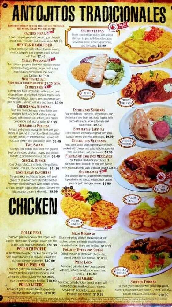 Cocina Real - Lawrenceburg, TN menu_pic