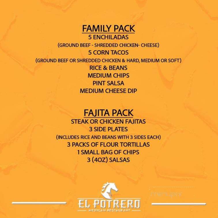 El Potrero - Owosso, MI menu_pic