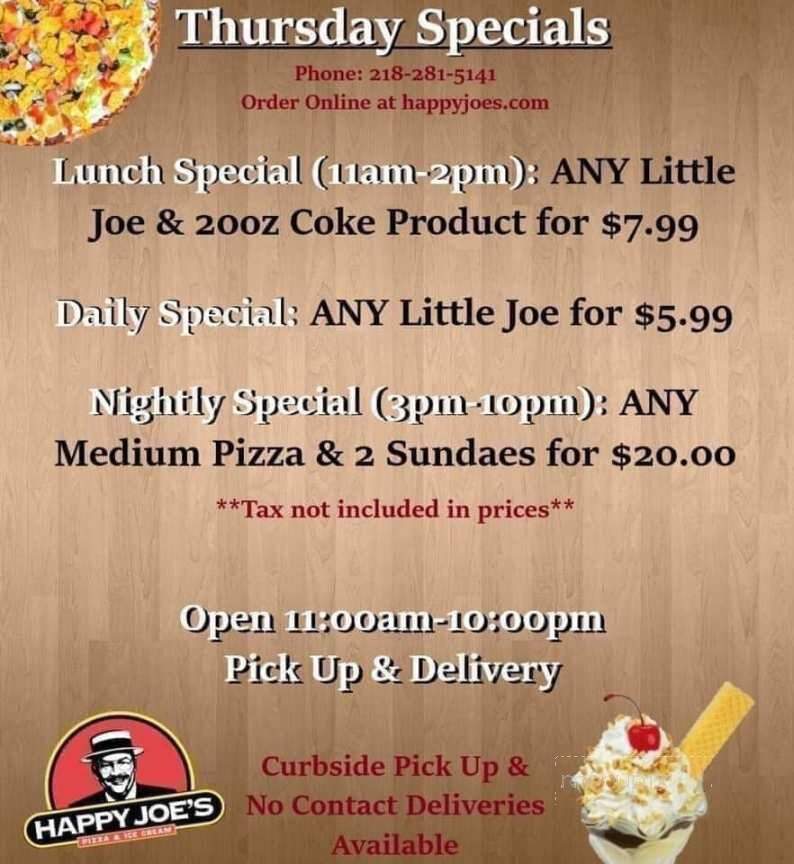 Happy Joe's Pizza & Ice Cream - Crookston, MN menu_pic