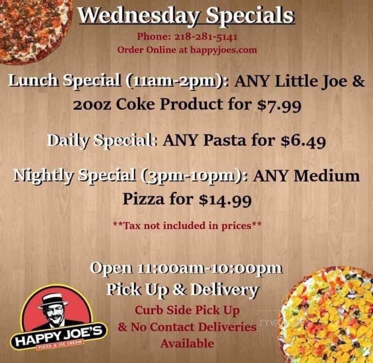 Happy Joe's Pizza & Ice Cream - Crookston, MN menu_pic