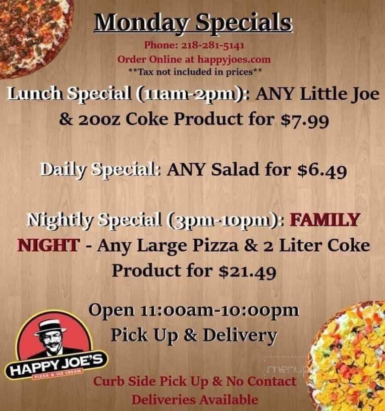 Happy Joe's Pizza & Ice Cream - Crookston, MN menu_pic