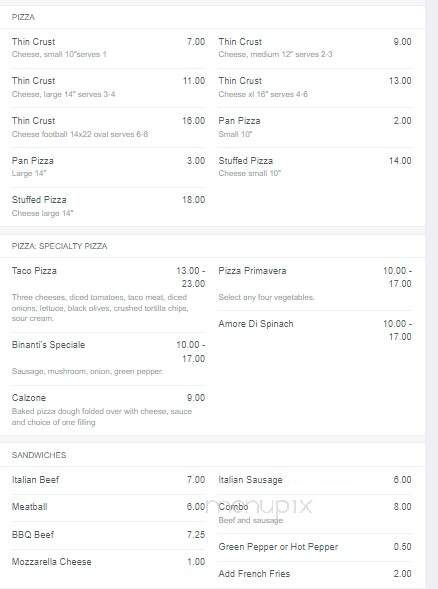 Binanti's Taste Of Italy - Silver Lake, WI menu_pic