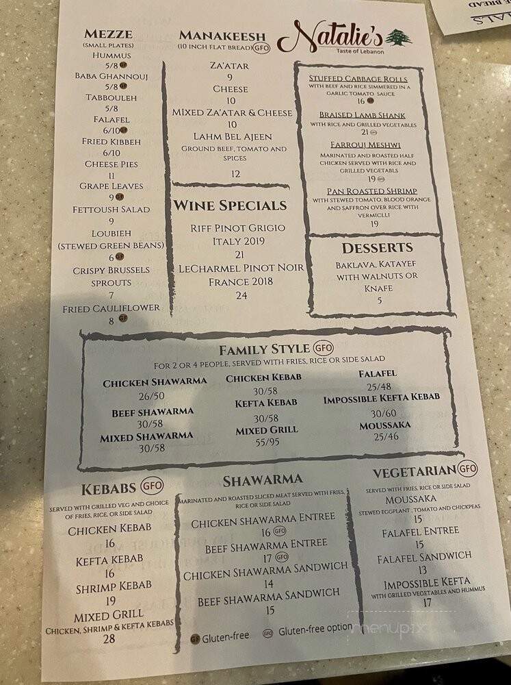 Natalie's Taste of Lebanon - Richmond, VA menu_pic