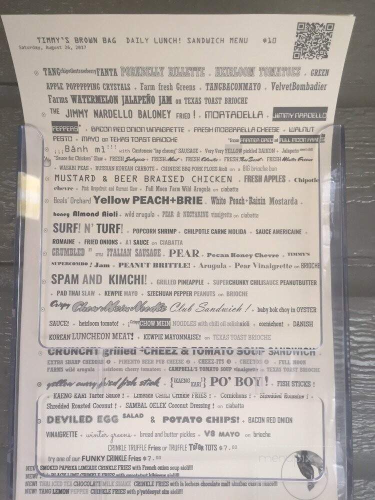 Timmy's Brown Bag - Placerville, CA menu_pic