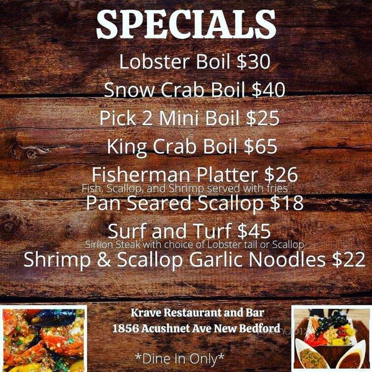 Krave Restaurant and Bar - New Bedford, MA menu_pic