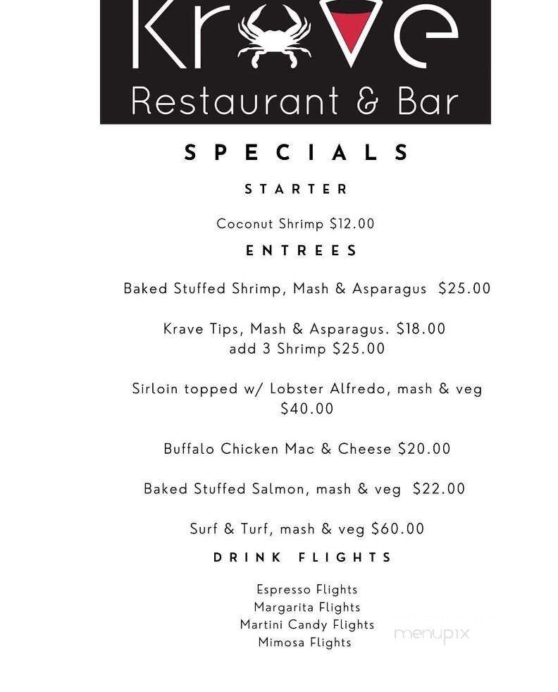 Krave Restaurant and Bar - New Bedford, MA menu_pic