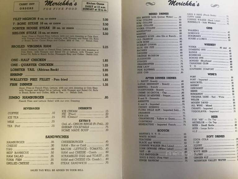 Merichka's - Crest Hill, IL menu_pic