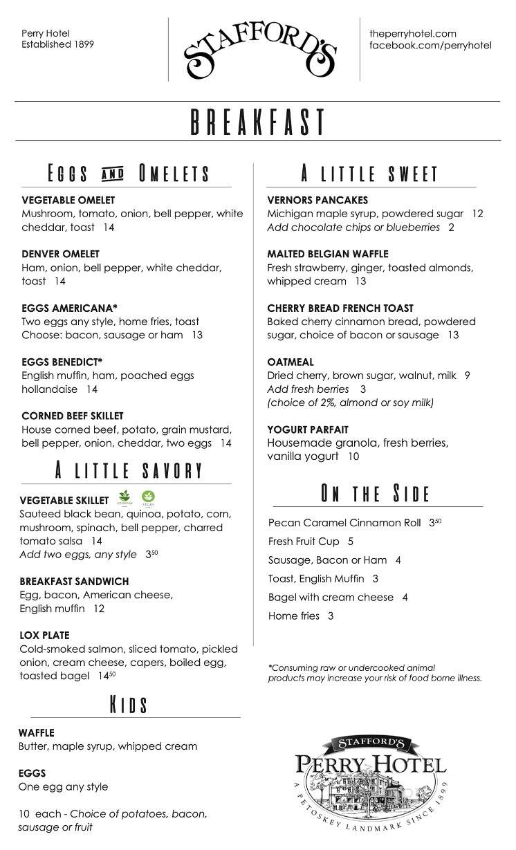 H. O. Rose Dining Room, Stafford's Perry Hotel - Petoskey, MI menu_pic