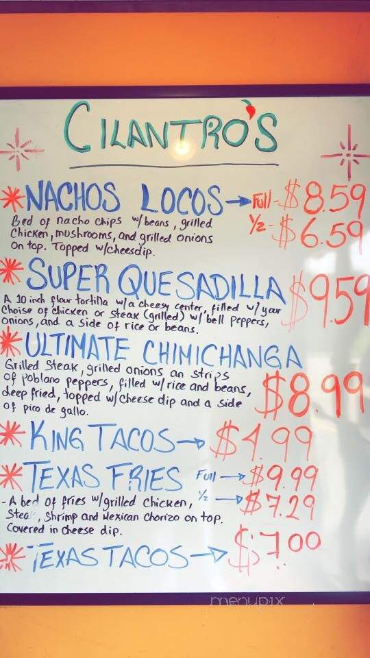 Cilantros Mexican Restaurant - Claxton, GA menu_pic
