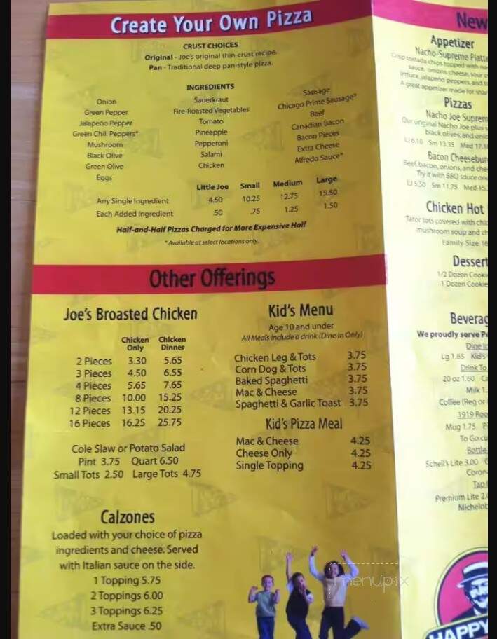 Menu of Happy Joe's Pizza & Ice Cream in New Ulm, MN 56073