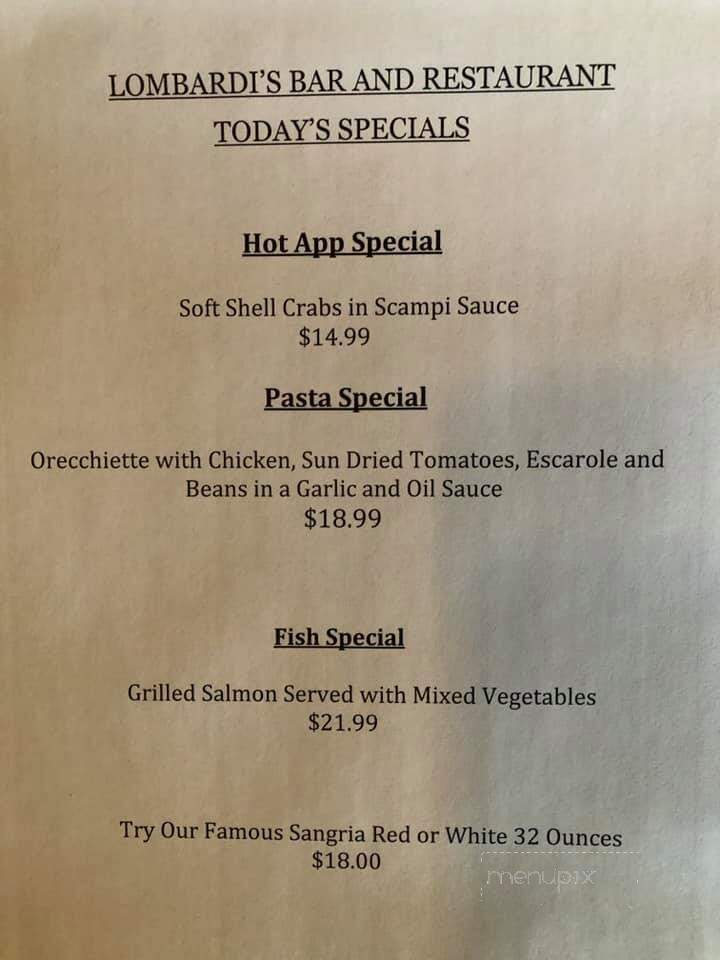 Lombardi's Bar & Restaurant - Cedar Grove, NJ menu_pic
