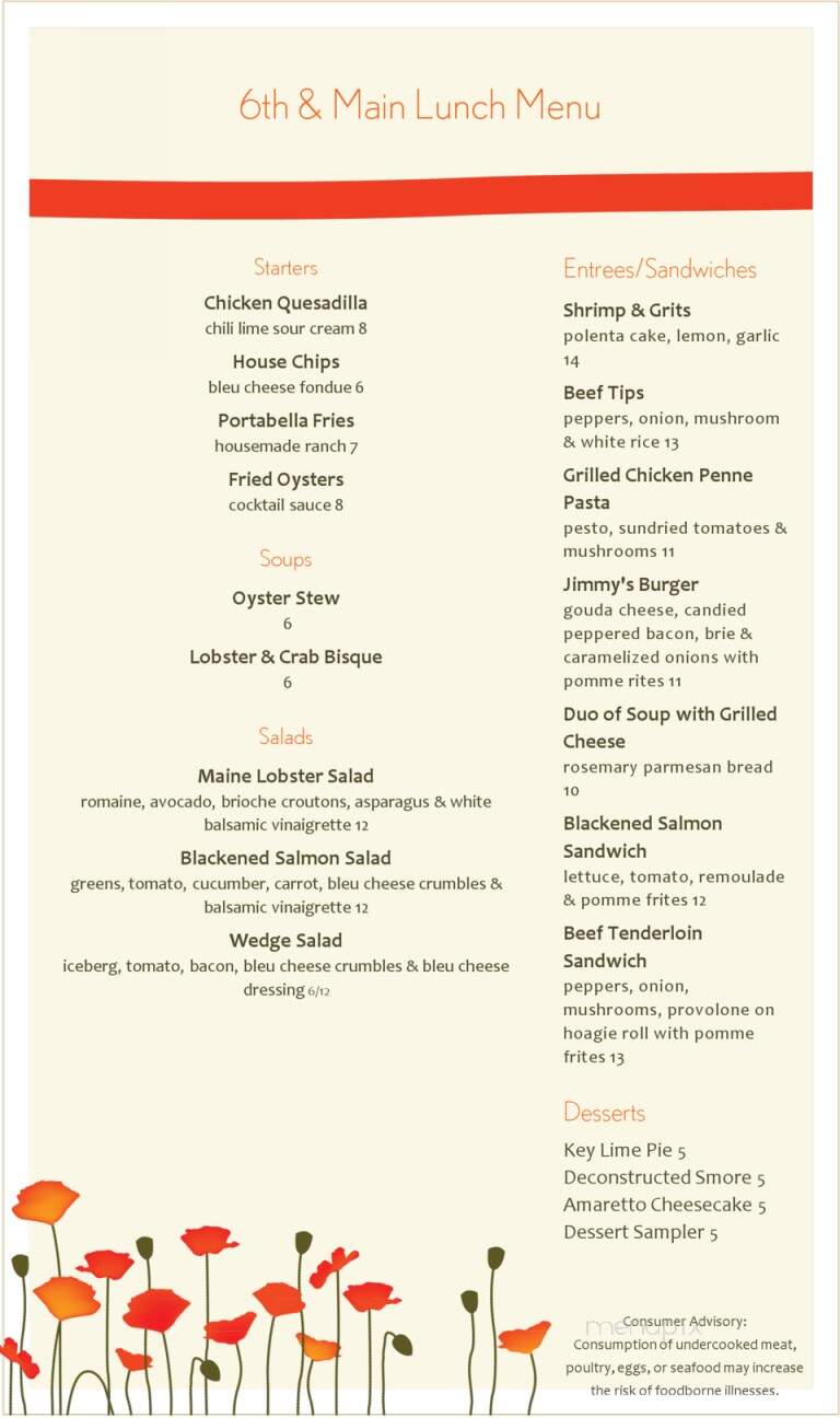 Sixth & Main - North Wilkesboro, NC menu_pic