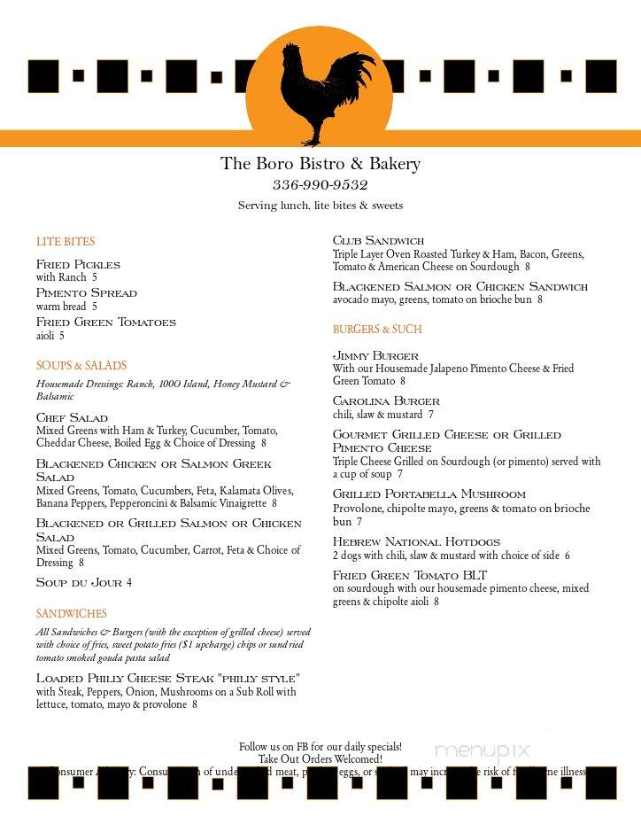 Sixth & Main - North Wilkesboro, NC menu_pic