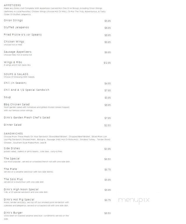 Dink's Pit Bar-B-Que - Bartlesville, OK menu_pic