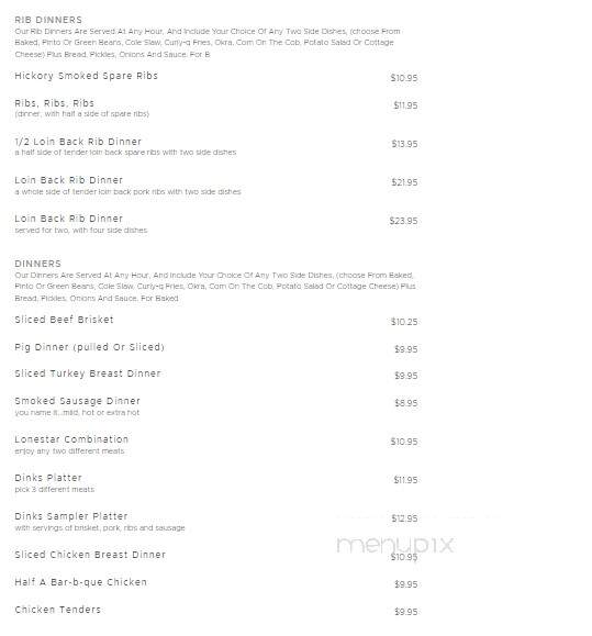 Dink's Pit Bar-B-Que - Bartlesville, OK menu_pic