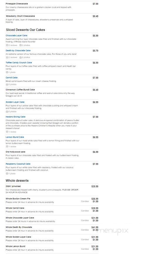Gregg's Restaurant - North Kingstown, RI menu_pic