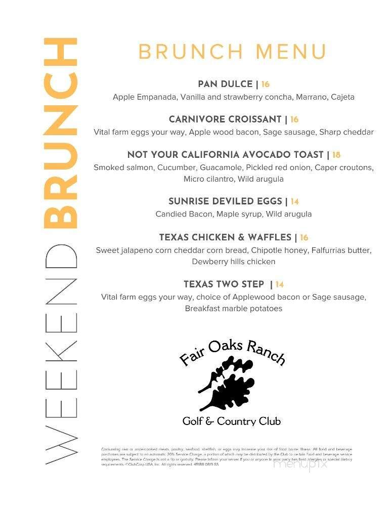 Fair Oaks Ranch Golf & Country - Fair Oaks Ranch, TX menu_pic