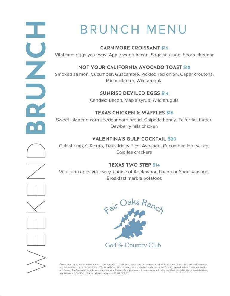 Fair Oaks Ranch Golf & Country - Fair Oaks Ranch, TX menu_pic