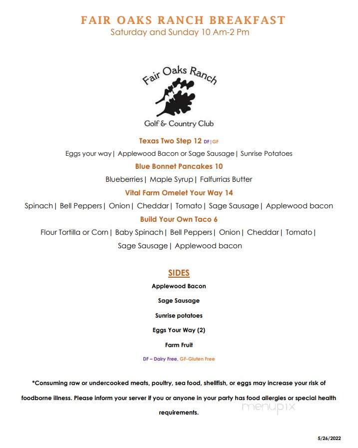 Fair Oaks Ranch Golf & Country - Fair Oaks Ranch, TX menu_pic