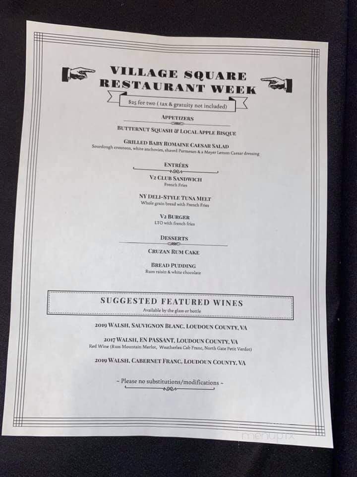 Village Square Restaurant - Winchester, VA menu_pic