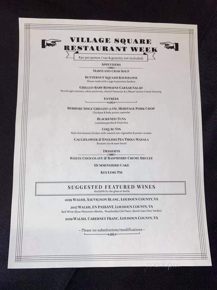 Village Square Restaurant - Winchester, VA menu_pic