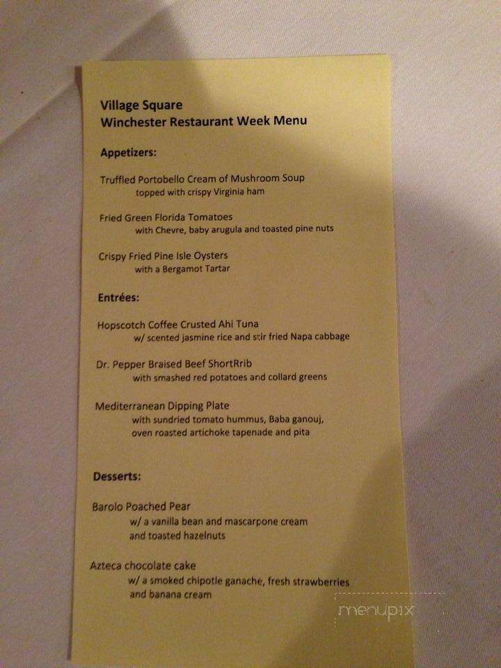 Village Square Restaurant - Winchester, VA menu_pic