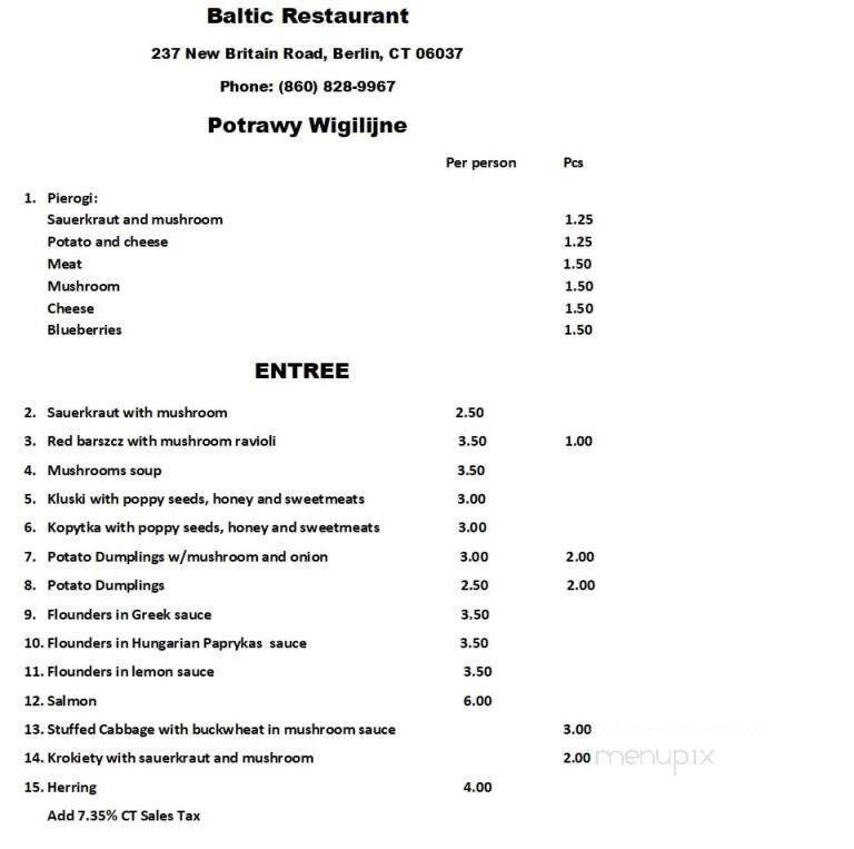 Baltic Restaurant-Polish Food - Berlin, CT menu_pic