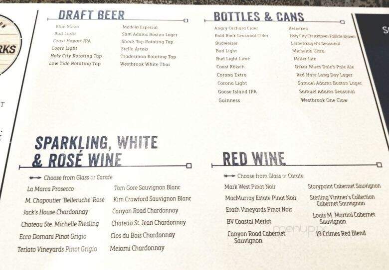 Charleston Beer Works CHS Airport - Charleston, SC menu_pic